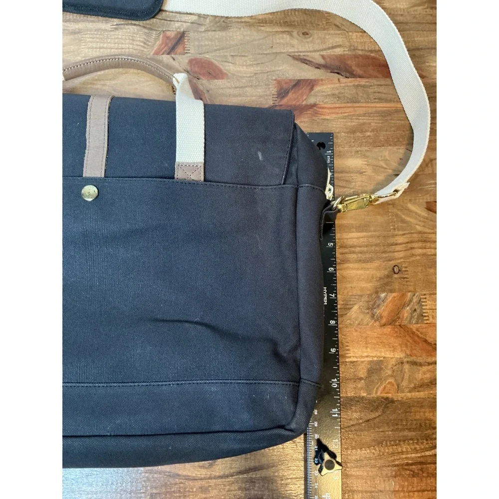 Esperos Baldwin Porter Messenger Bag Black Canvas Laptop Briefcase Austin Texas